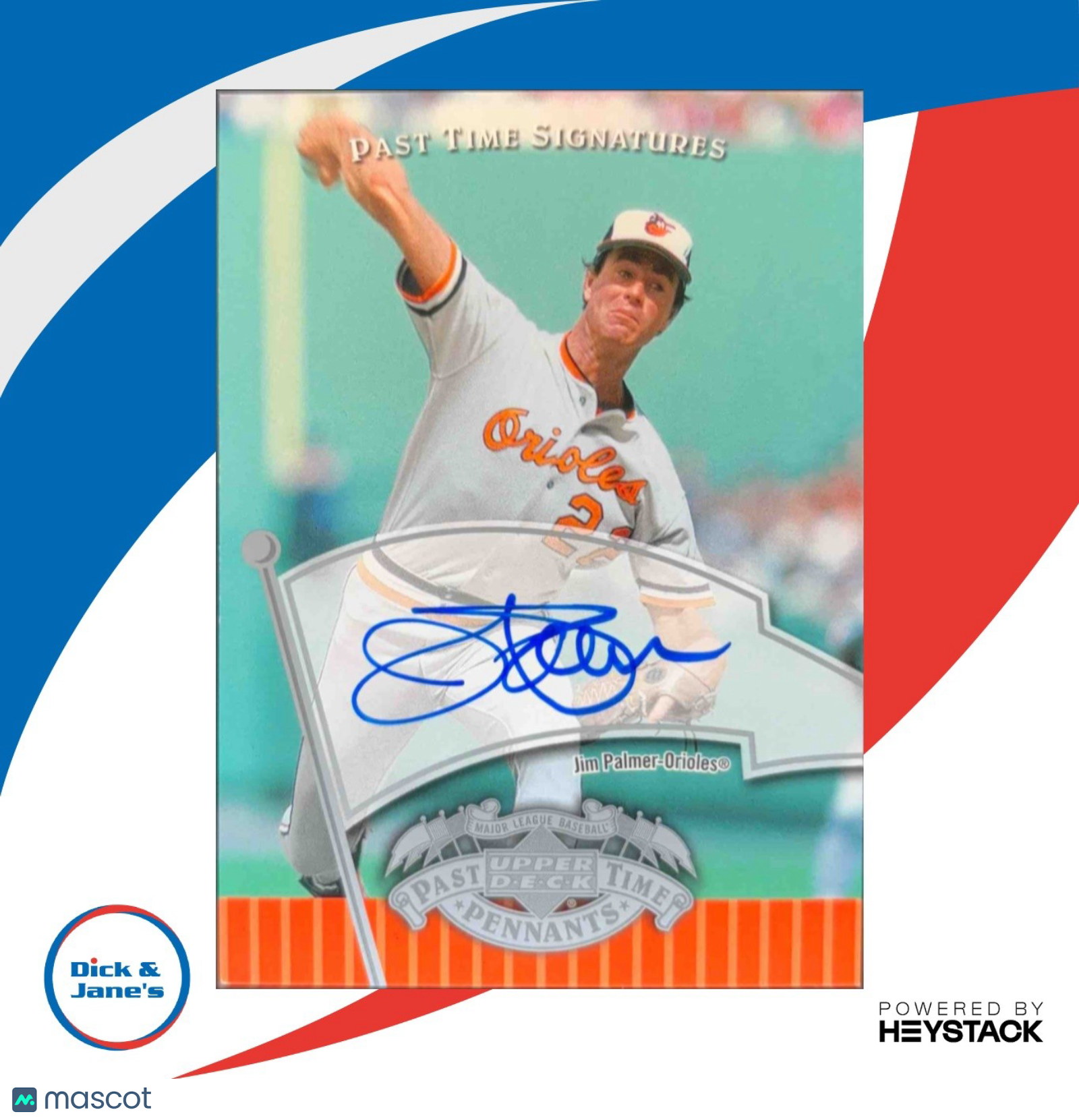 2005 Upper Deck Past Time Pennants Jim Palmer Autographed #JP Baltimore Orioles