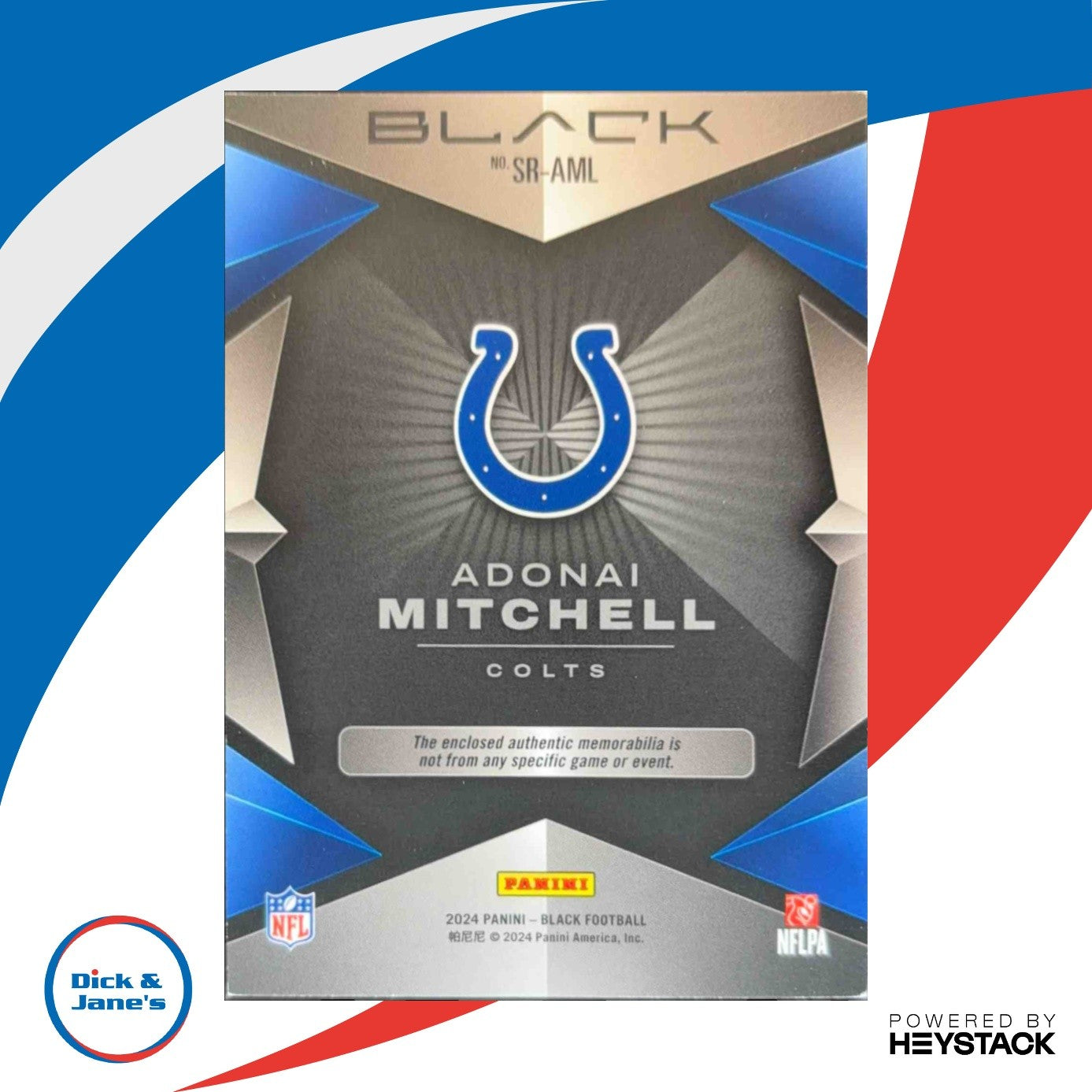 2024 Panini Black Adonai Mitchell Sizeable Rookie Memorabilia Gold 3/10 Auto