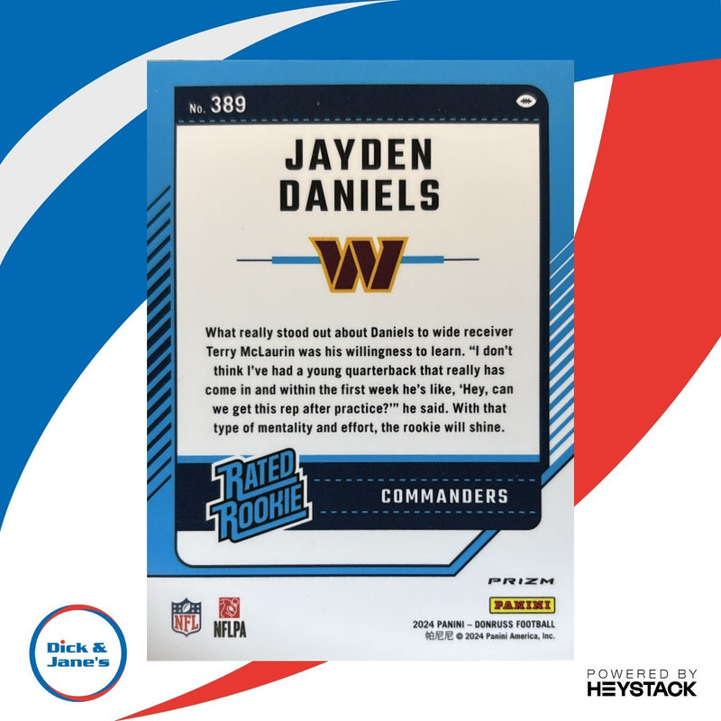 2024 Donruss Jayden Daniels Press Proof Green