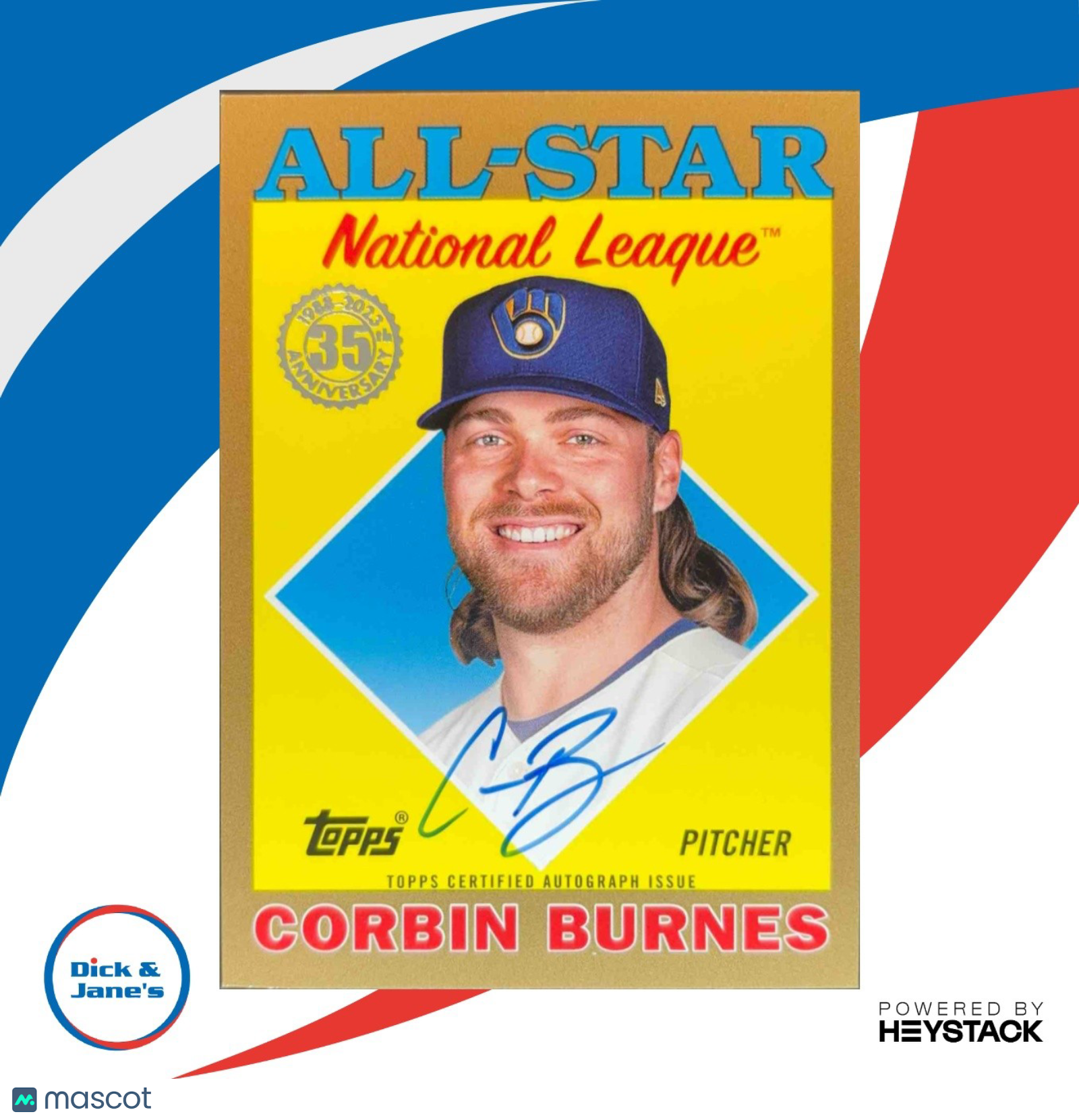 2023 Topps Corbin Burnes 1988 Baseball 35th Anniversary Auto Gold 18/25 Brewers