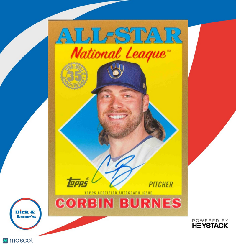 2023 Topps Corbin Burnes 1988 Baseball 35th Anniversary Auto Gold 18/25 Brewers