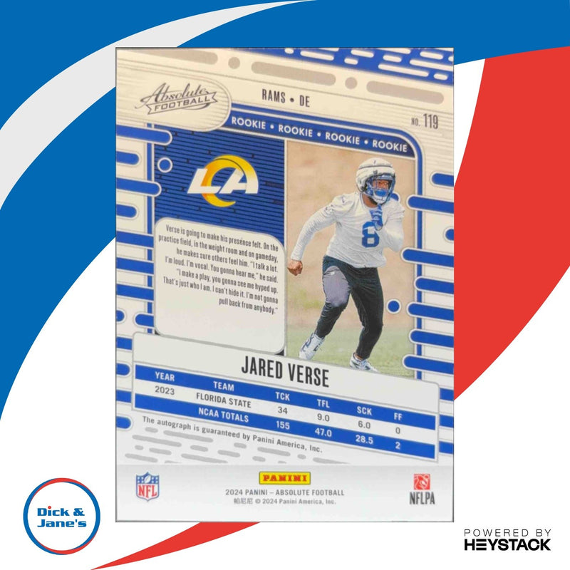 2024 Panini Absolute Jared Verse Signature Rookies Spectrum 71/299