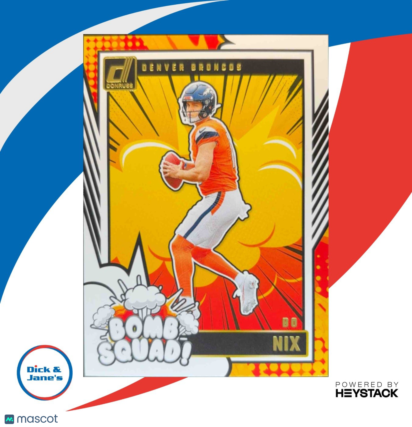 2024 Panini Donruss Bo Nix Bomb Squad #27 RC Denver Broncos