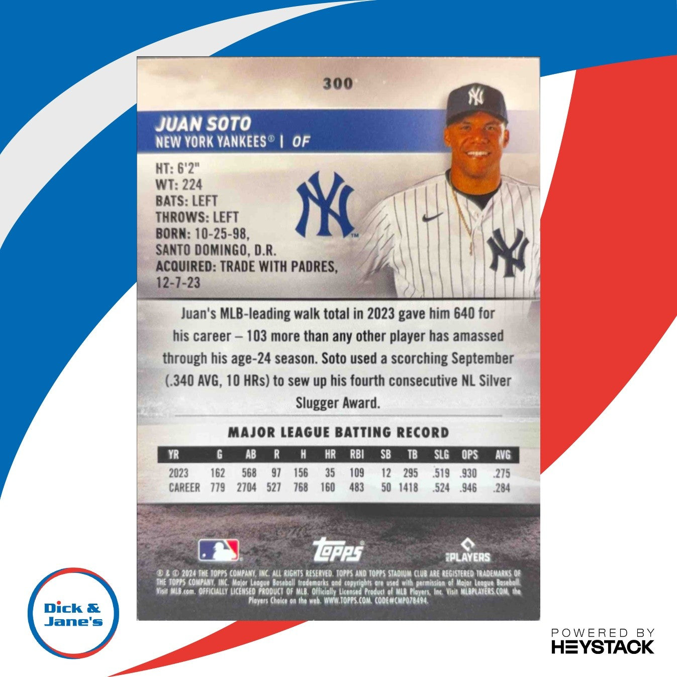 2024 Topps Stadium Club Juan Soto Design Variations #300 New York Yankees