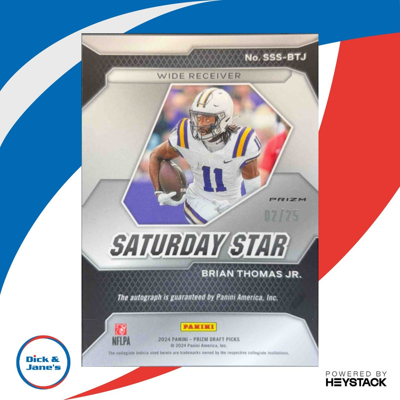 2024 Prizm Draft Picks Brian Thomas Jr. Saturday Star Signatures Mojo /25 Auto