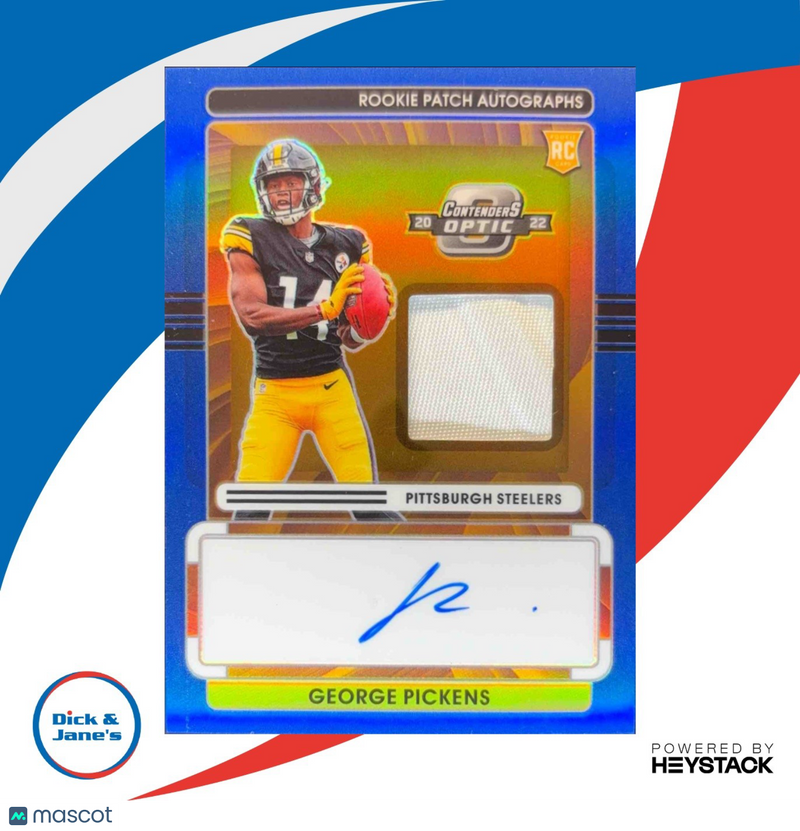 2022 Contenders Optic George Pickens Rookie Patch Auto Blue 49/50 RC Steelers