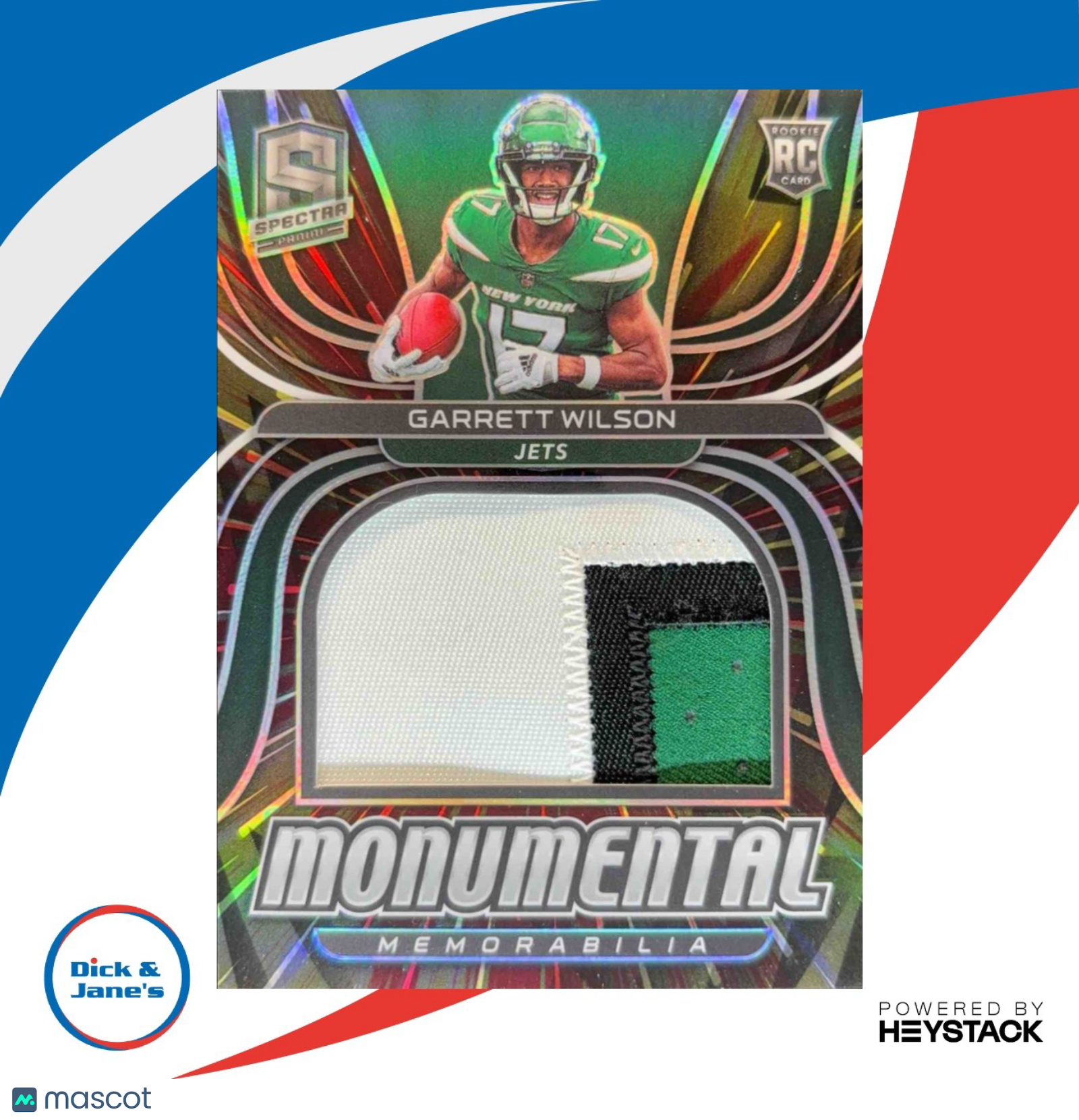 2022 Spectra Garrett Wilson Monumental Memorabilia Hyper 24/75 New York Jets