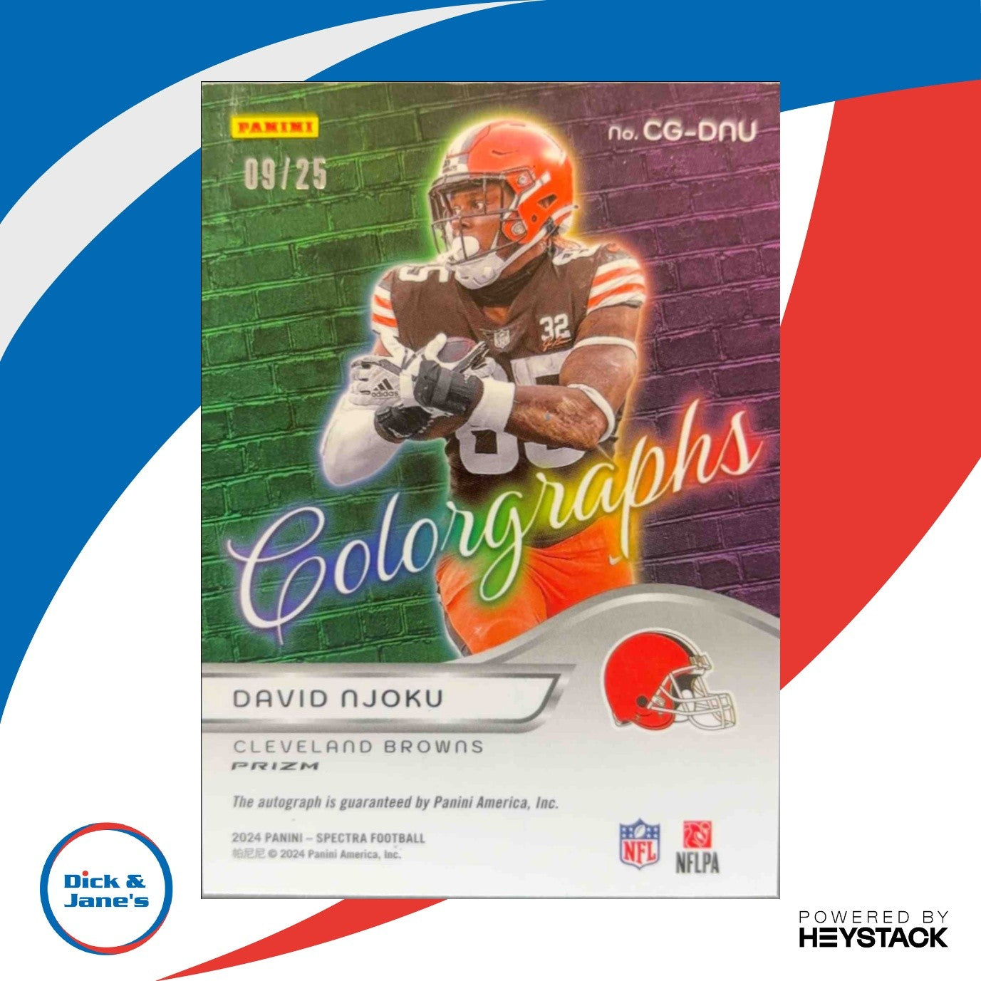 2024 Panini Spectra David Njoku Colorgraphs Meta 9/25 Auto Cleveland Browns