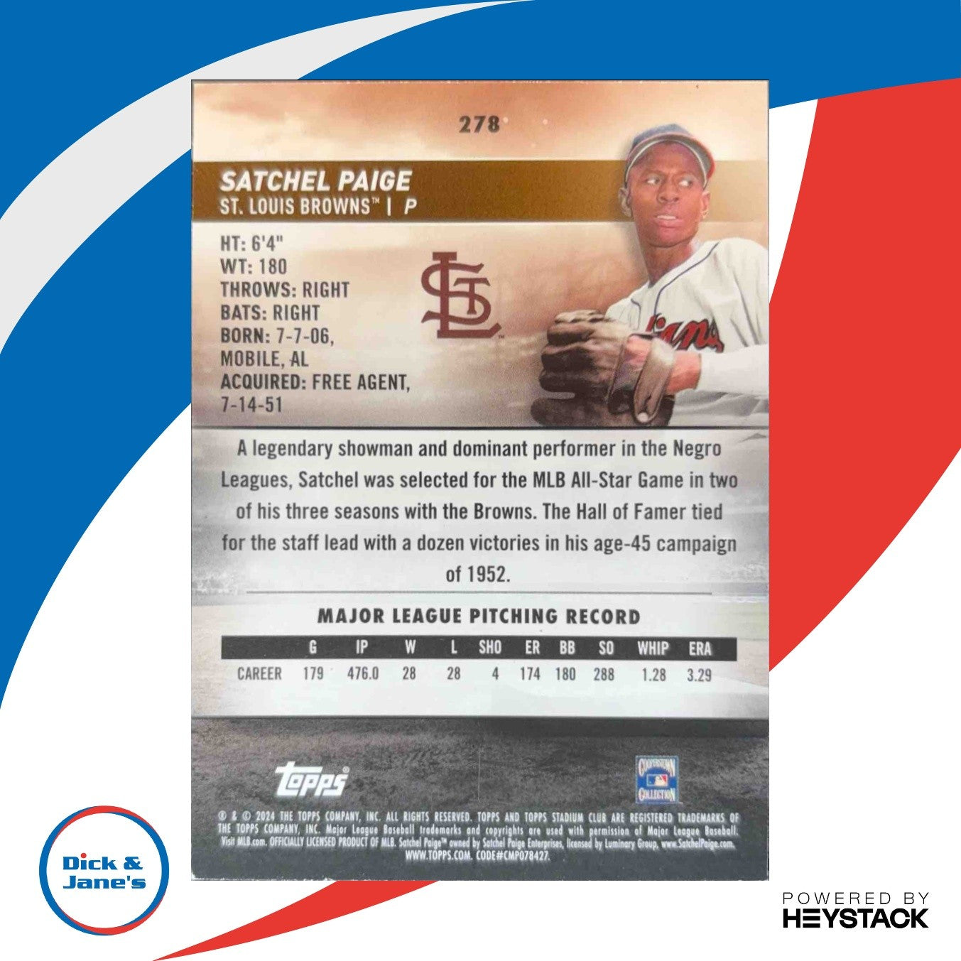 2024 Topps Stadium Club Satchel Paige Members Only #278