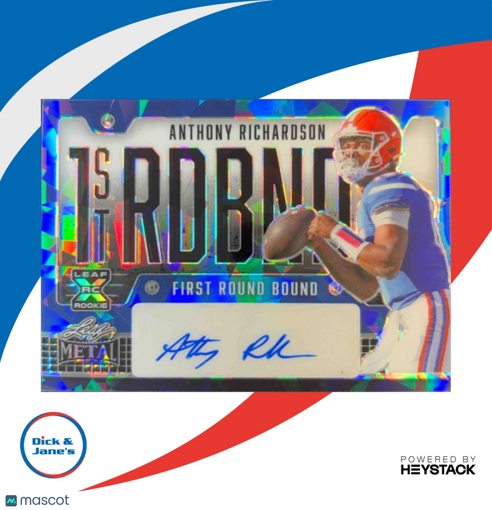 2023 Leaf Metal Draft Anthony Richardson First Round Bound Auto Crystal Blue 1/1