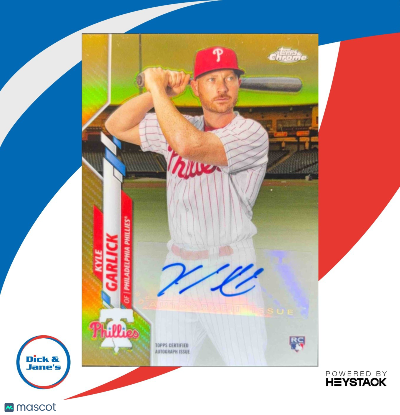 2020 Topps Chrome Update Kyle Garlick Auto Gold 49/50 USA Philadelphia Phillies
