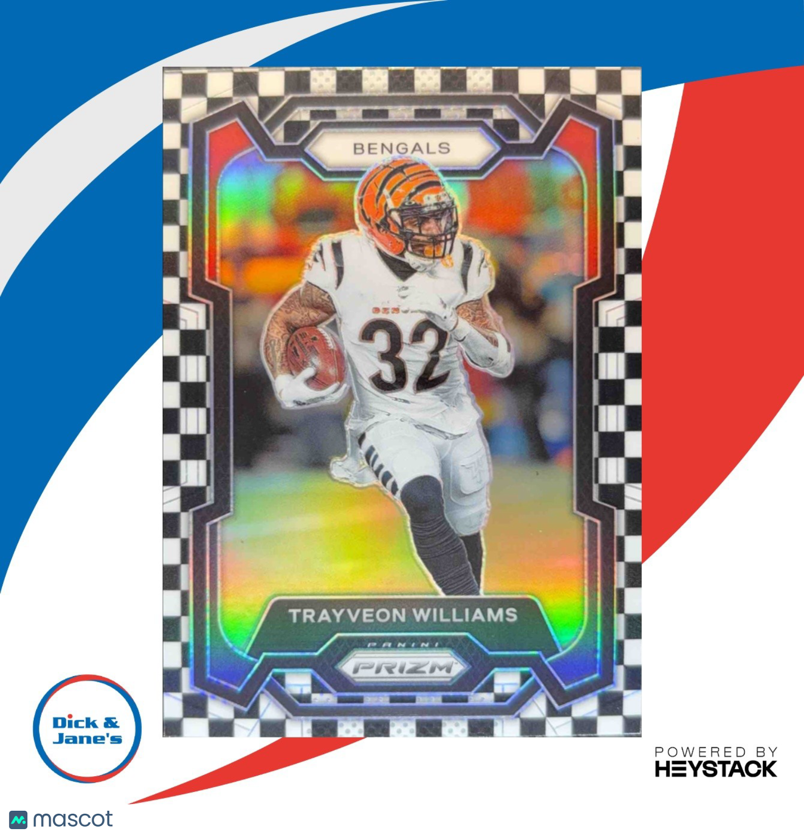 2023 Panini Prizm Trayveon Williams Black and White Checker Cincinnati Bengals