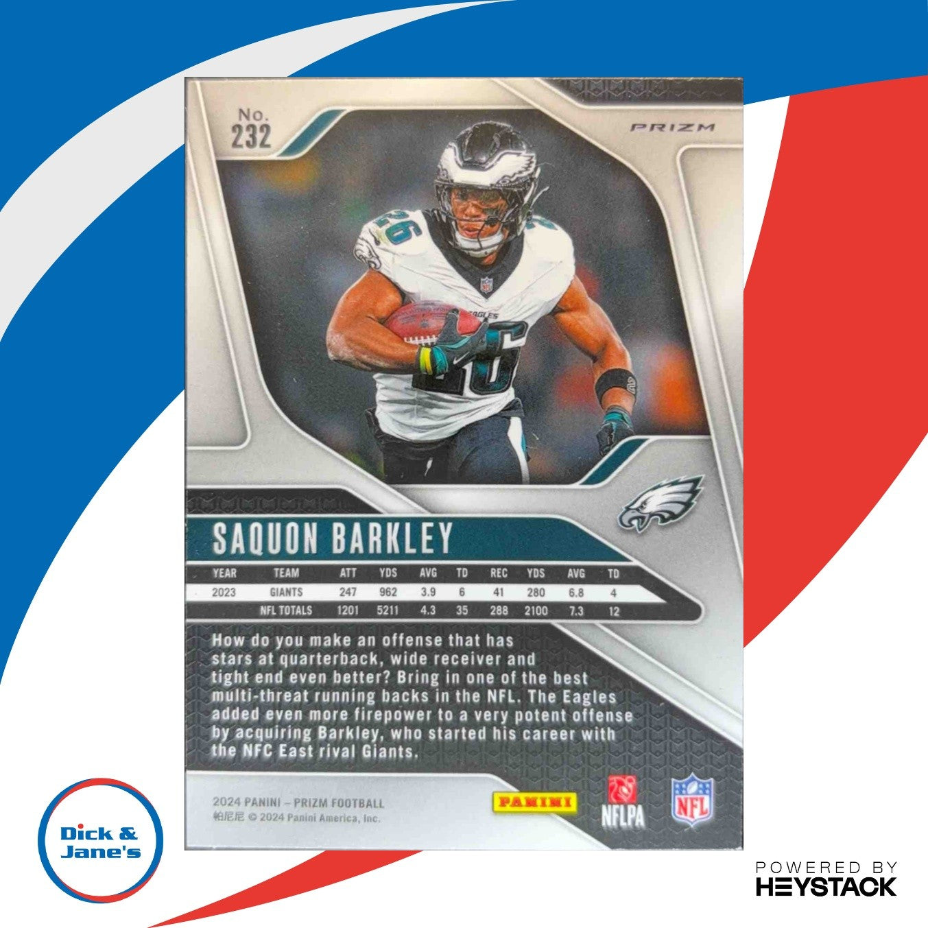2024 Panini Prizm Saquon Barkley Black and White Checker Philadelphia Eagles