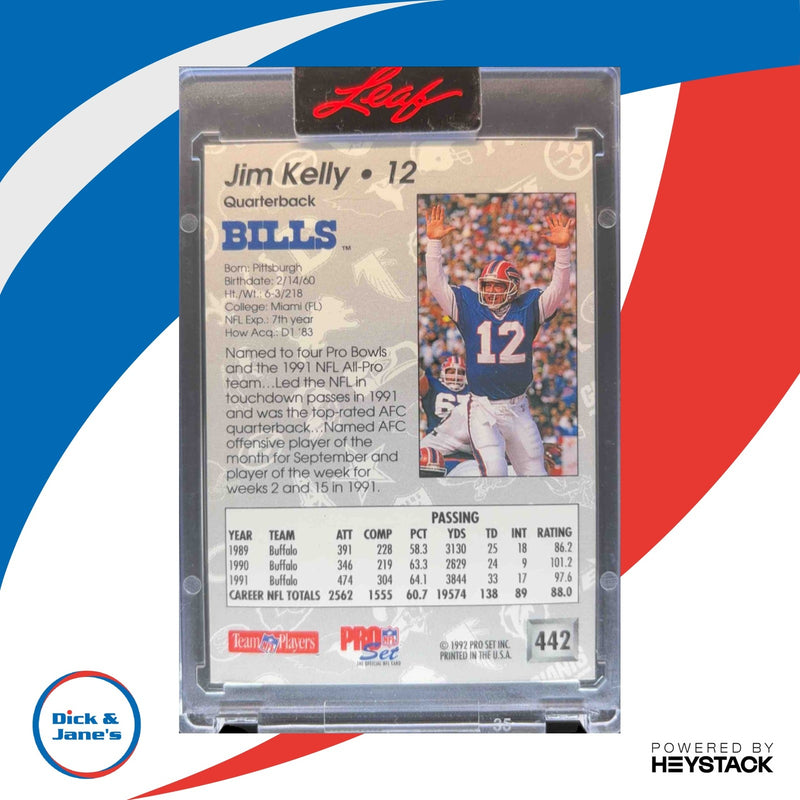2023 Leaf Pro Set '92 Pro Set Memories Jim Kelly Buffalo Bills /27 Buyback Auto
