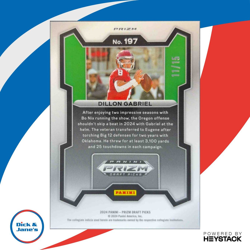2024 Prizm Collegiate Draft Picks Dillon Gabriel Gold Shimmer /15 Rated Prospect