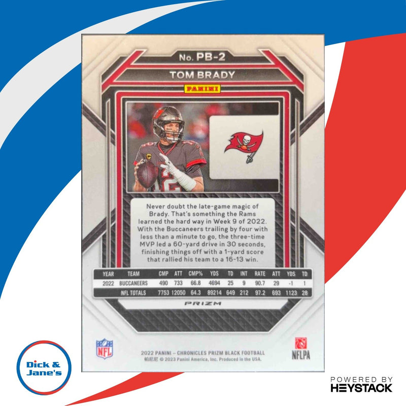 2022 Panini Chronicles Tom Brady Prizm Black