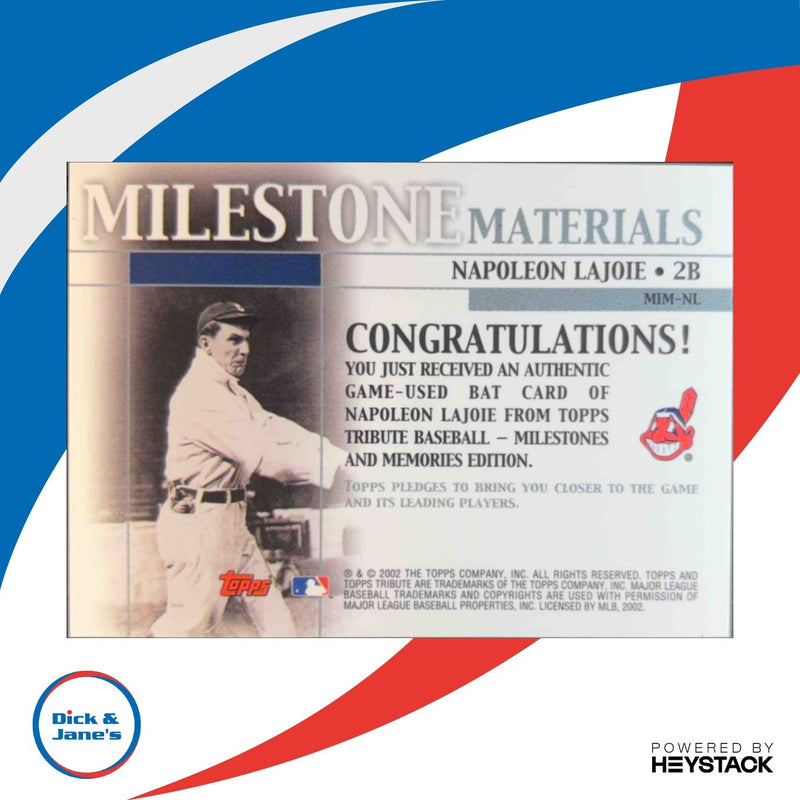 2002 Topps Tribute Nap Lajoie Milestone Materials