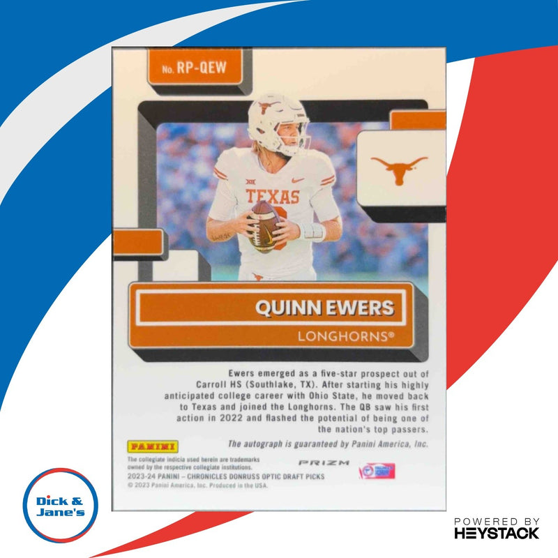 2023Chronicles Draft Picks Donruss Optic Rated Prospect Autographs Quinn Ewers