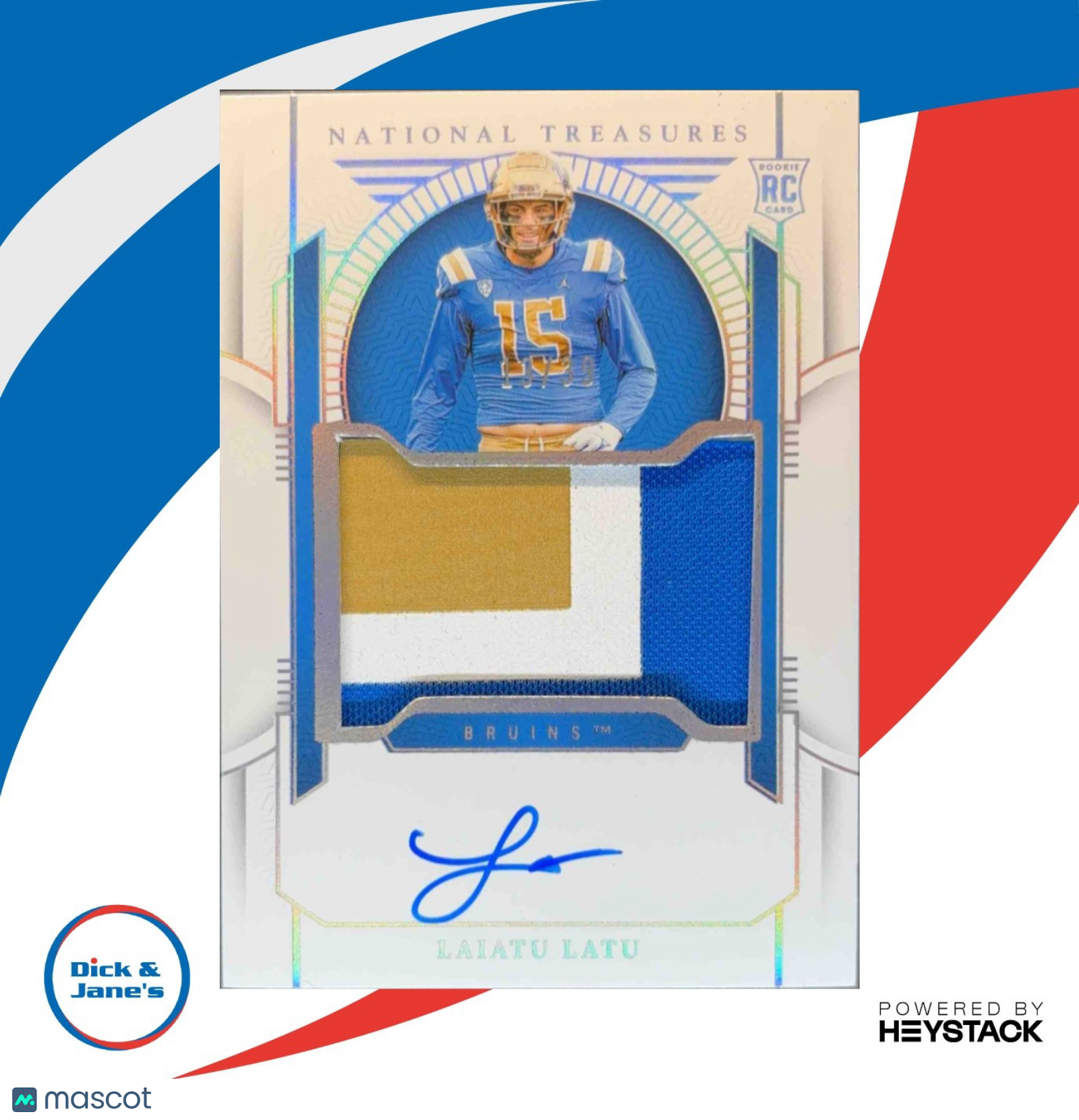 2024 National Treasures Collegiate Laiatu Latu Patch Signatures Silver /39 Auto