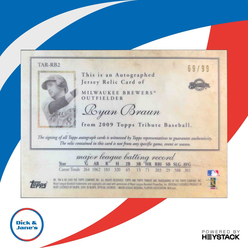 2009 Topps Tribute Autograph Relics Bat