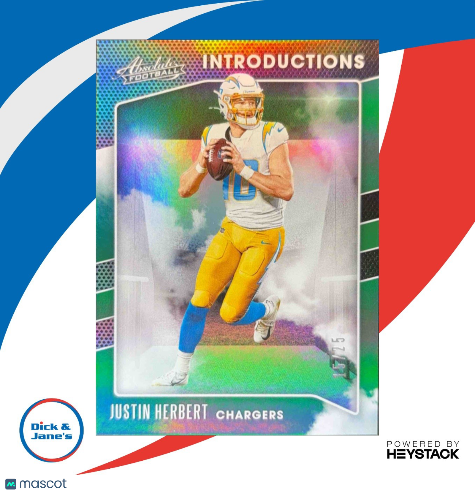 2020 Panini Absolute Justin Herbert Introductions Spectrum Green 15/25 Chargers