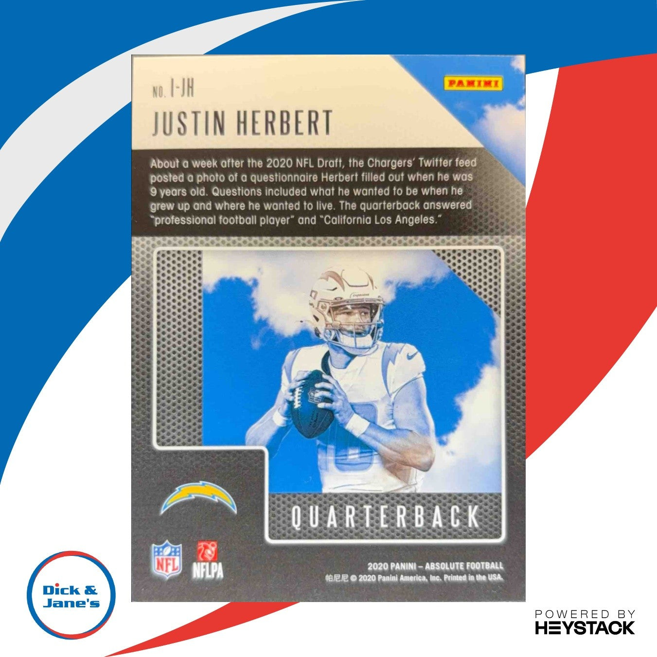 2020 Panini Absolute Justin Herbert Introductions Spectrum Green 15/25 Chargers