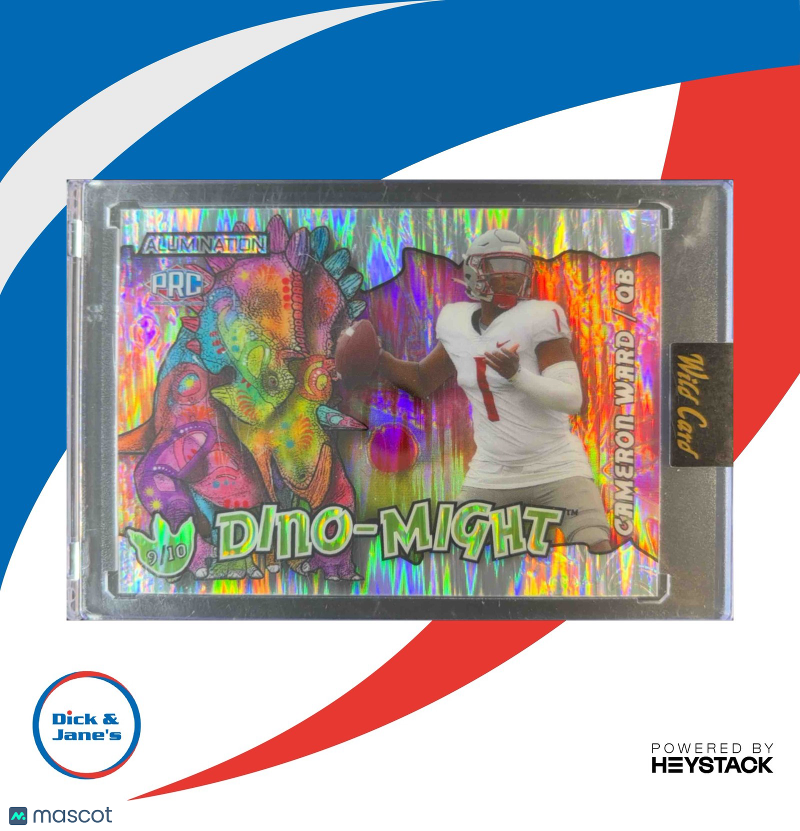 2023 Wild Card Alumination Cameron Ward DinoMight Crystal Holographic Trex 9/10