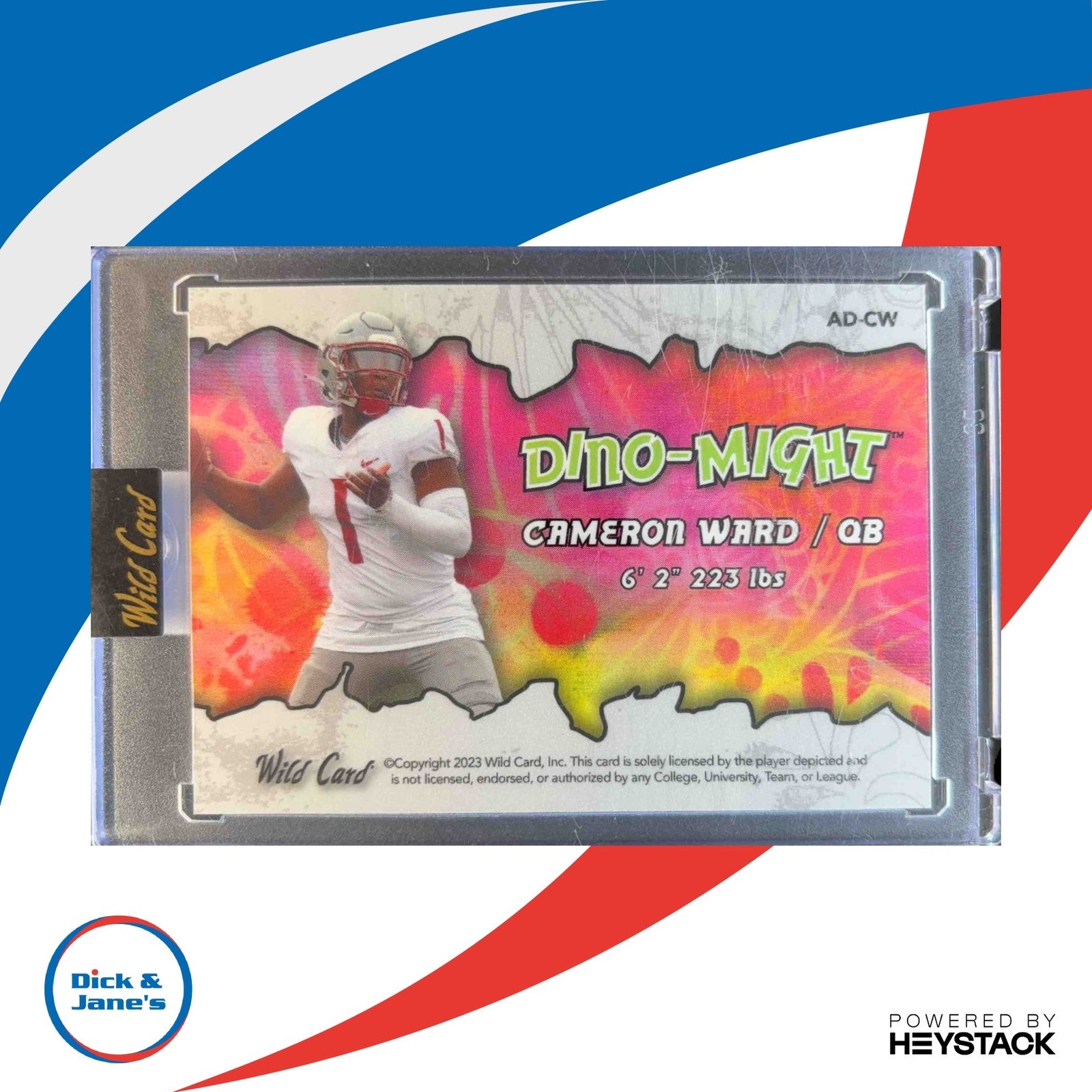 2023 Wild Card Alumination Cameron Ward DinoMight Crystal Holographic Trex 9/10