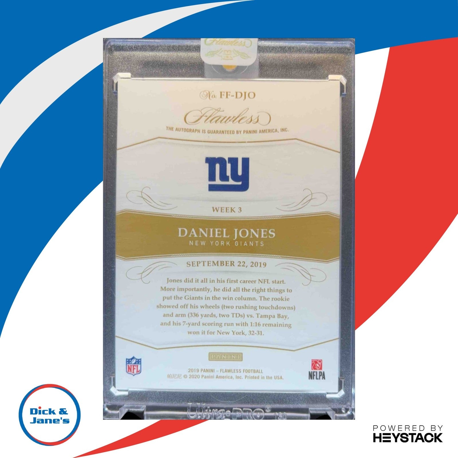 2020 Panini Flawless Finishes Autographs Daniel Jones Auto 23/25 New York Giants