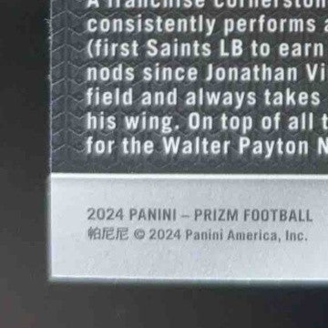 2024 Panini Prizm Demario Davis Black and White Checker #207 New Orleans Saints