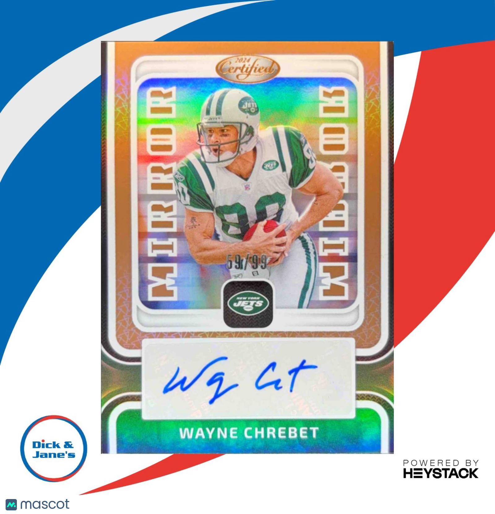 2024 Panini Certified Wayne Chrebet Mirror Signatures Bronze 59/99 New York Jets