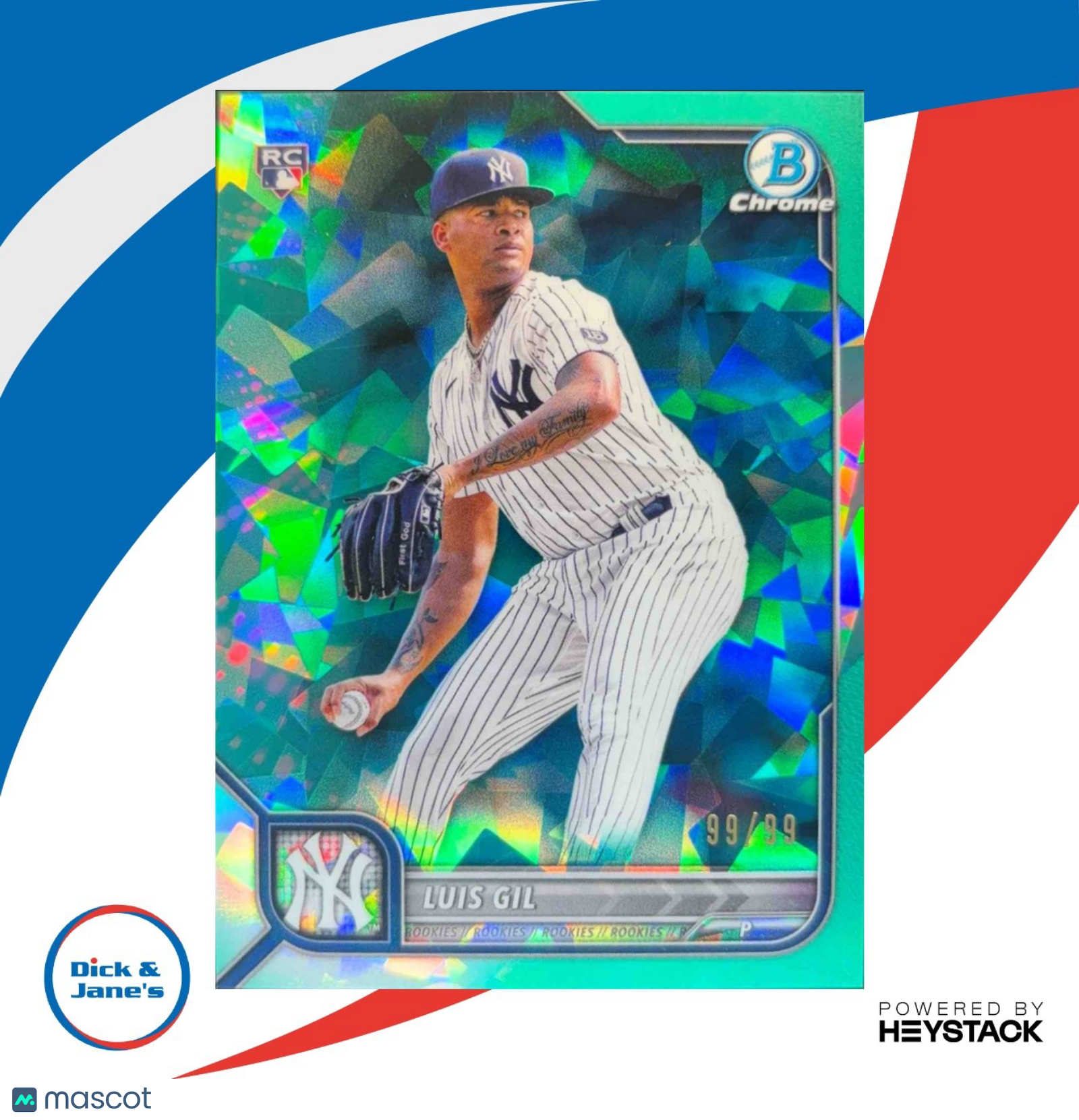 2022 Bowman Chrome Sapphire Luis Gil Aqua 99/99 #78 RC New York Yankees