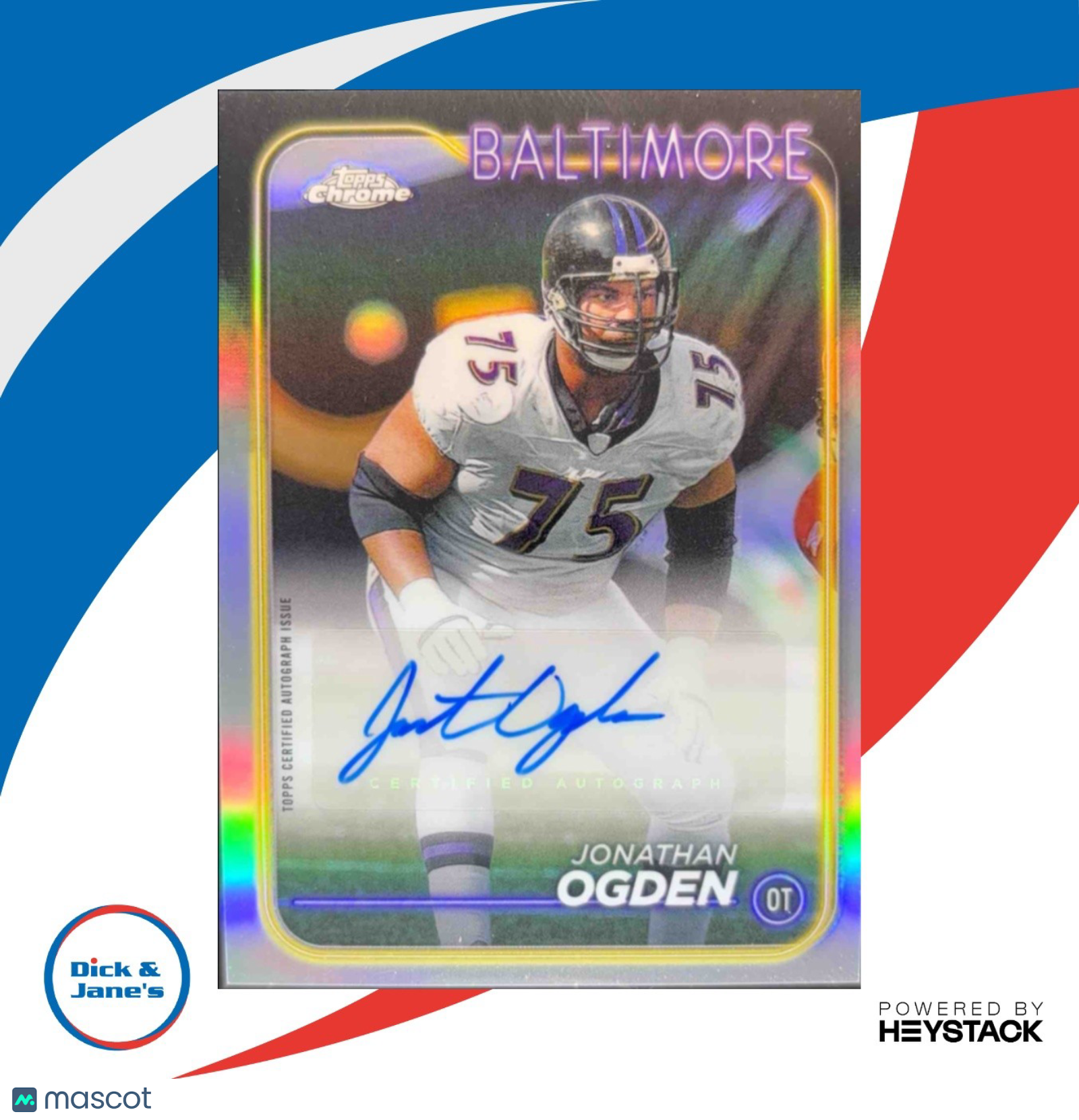 2024 Topps Chrome Jonathan Ogden Auto #BA-JOG Baltimore Ravens