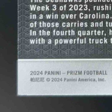 2024 Panini Prizm Zach Charbonnet Black and White Checker #264 Seattle Seahawks