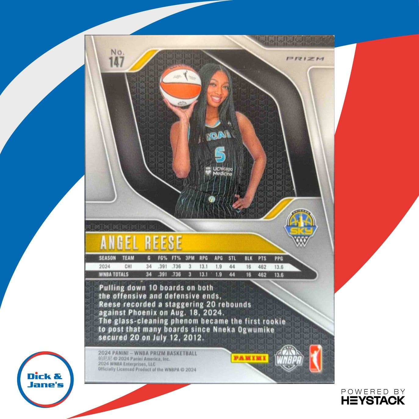 2024 Panini WNBA Prizm Angel Reese Blue Velocity #147 RC