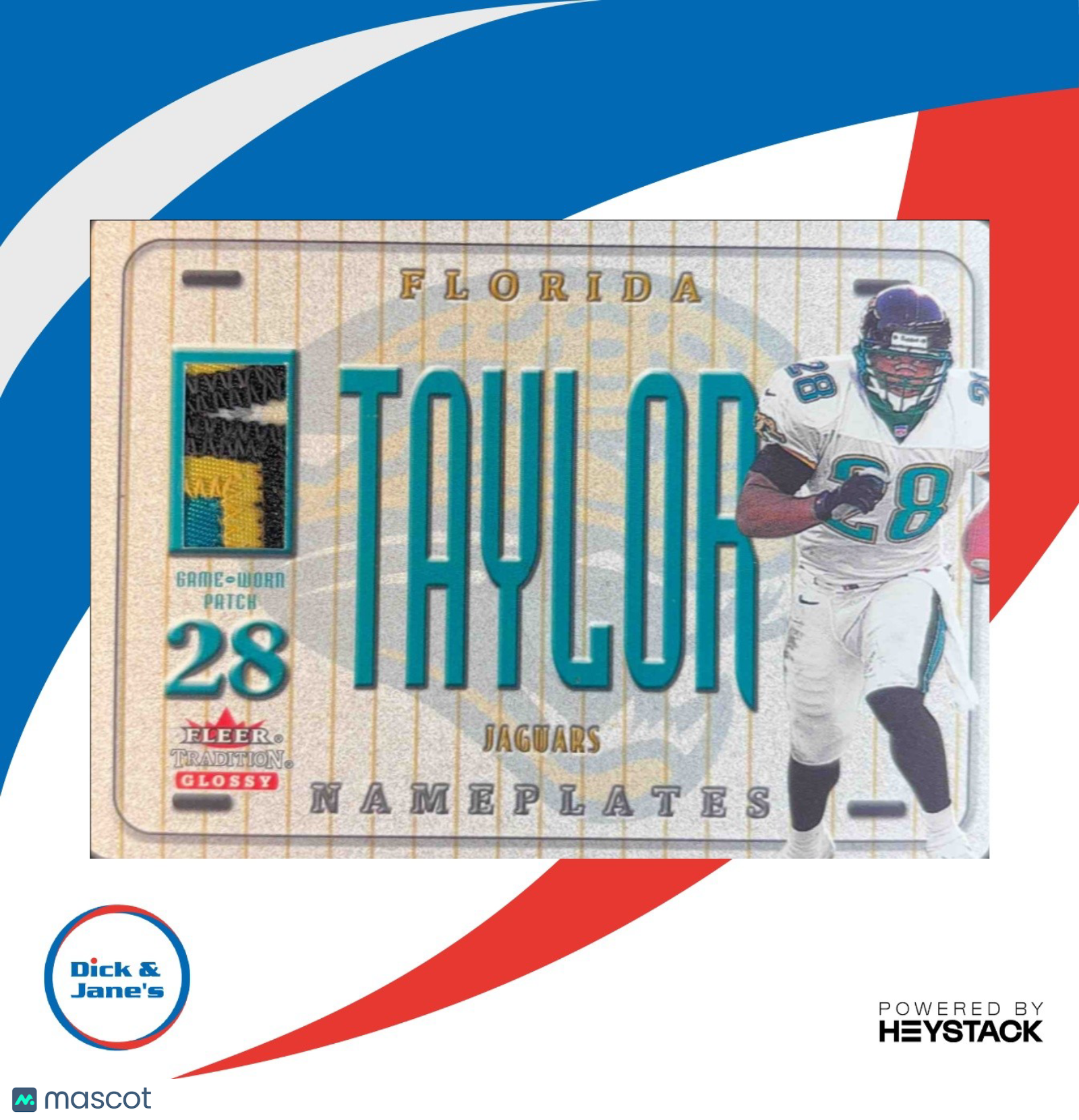 2001 Fleer Tradition Glossy Nameplates Patch Fred Taylor Jacksonville Jaguars