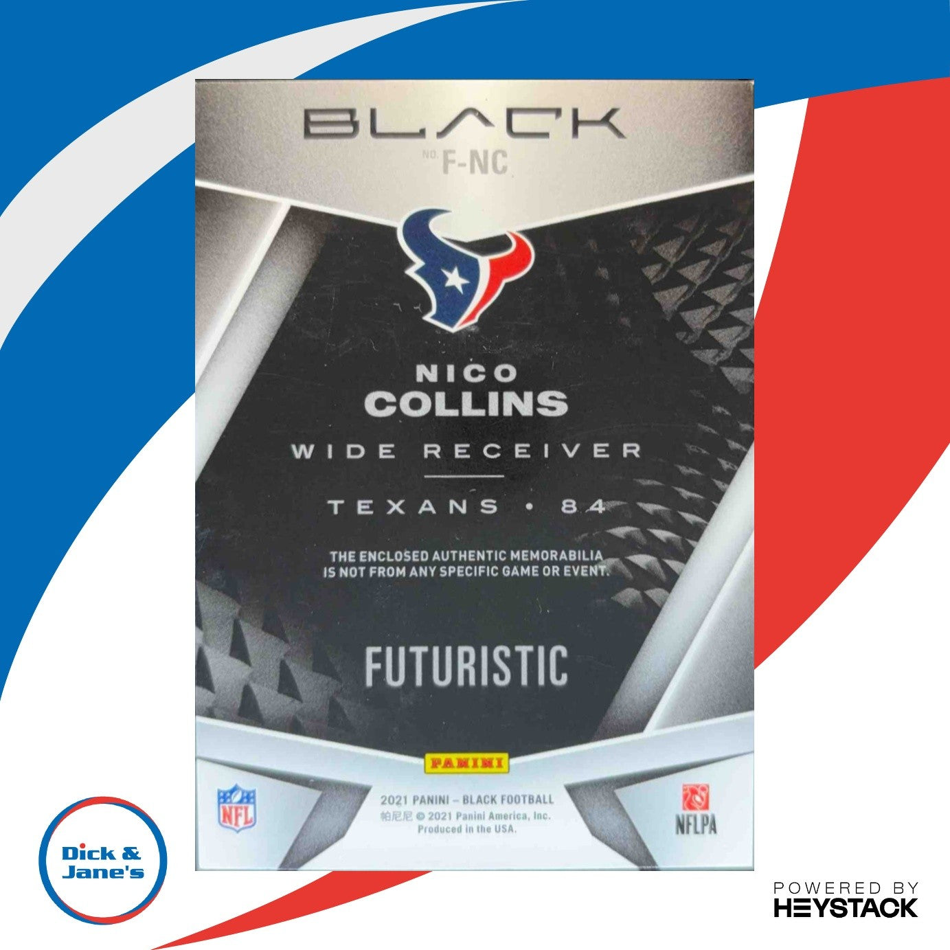 2021 Panini Black Nico Collins Futuristic Gold /10 #F-NC RC Houston Texans