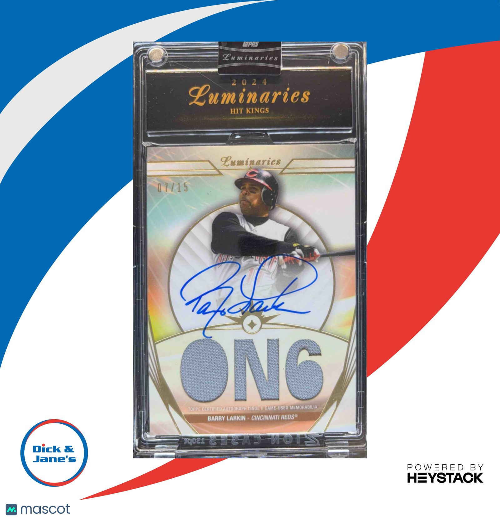 2024 Topps Luminaries Hit Kings Autograph Relics Barry Larkin /15 Cincinnati