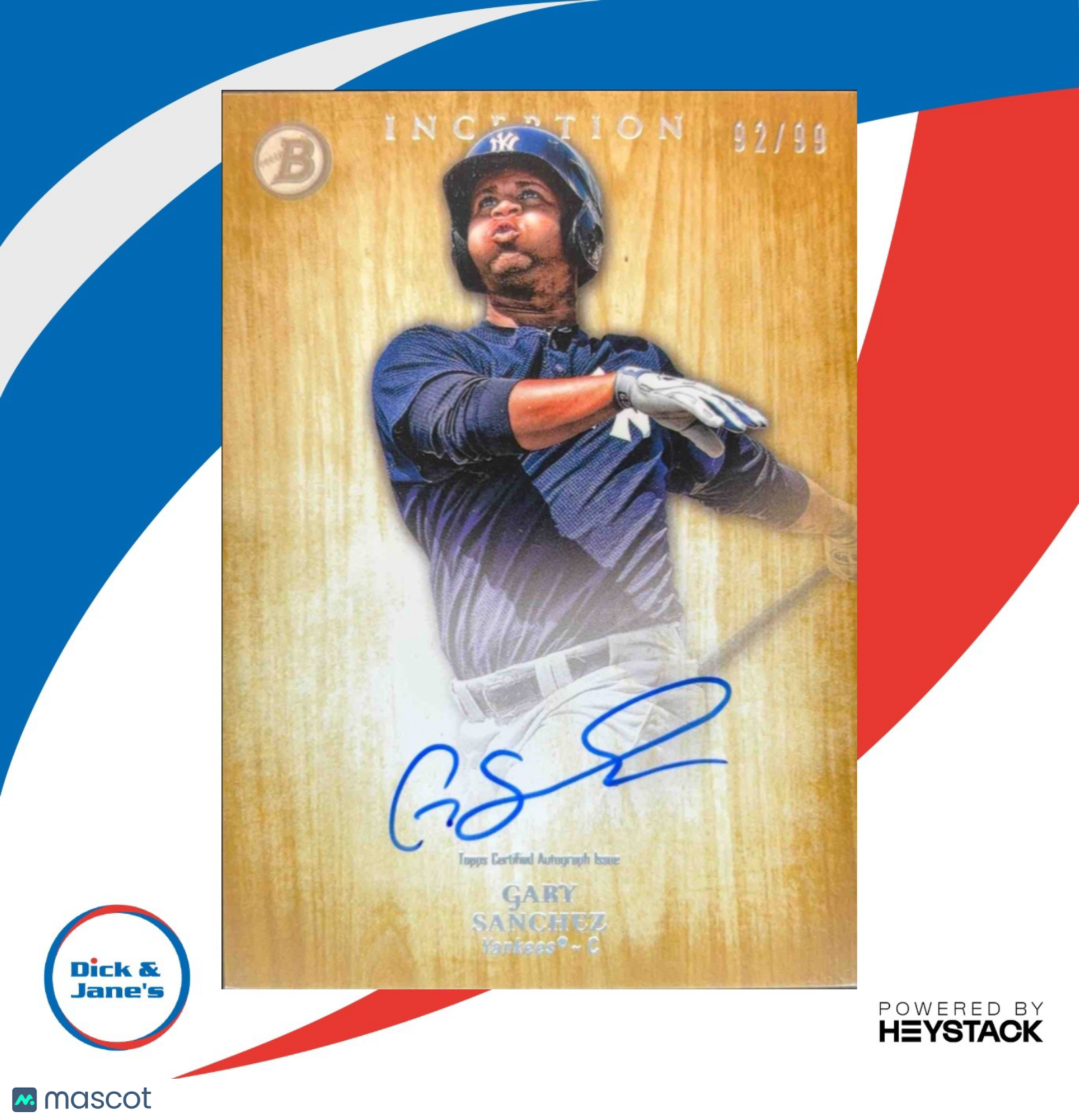 2014 Bowman Inception Gary Sanchez Prospect Auto Gold 92/99 New York Yankees