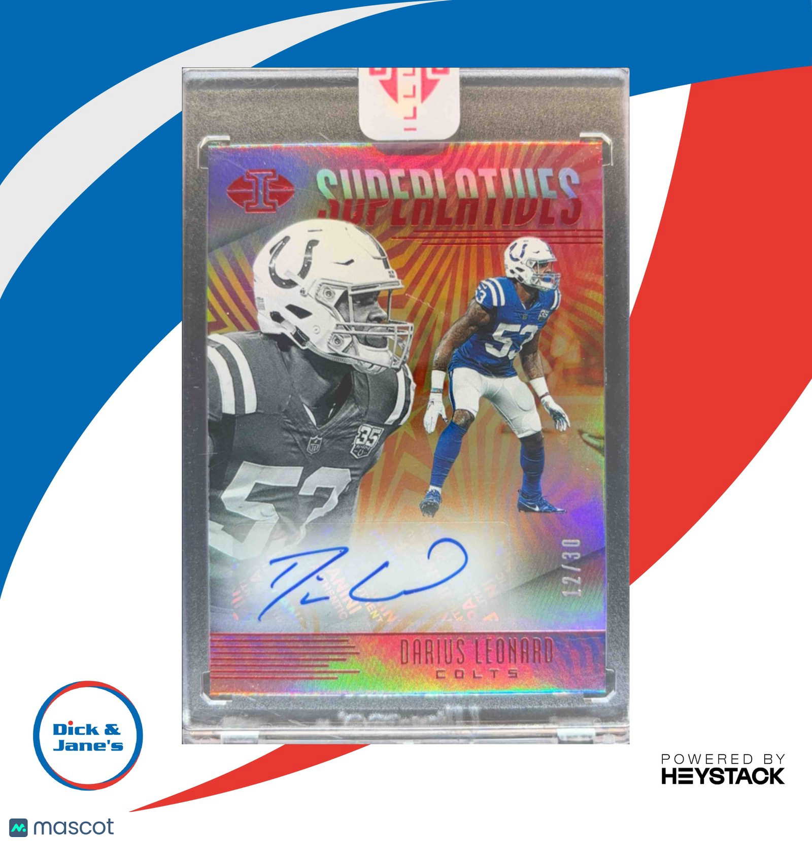 2019 Panini Illusions Darius Leonard Superlatives Red /30 #SP-DL Auto Colts