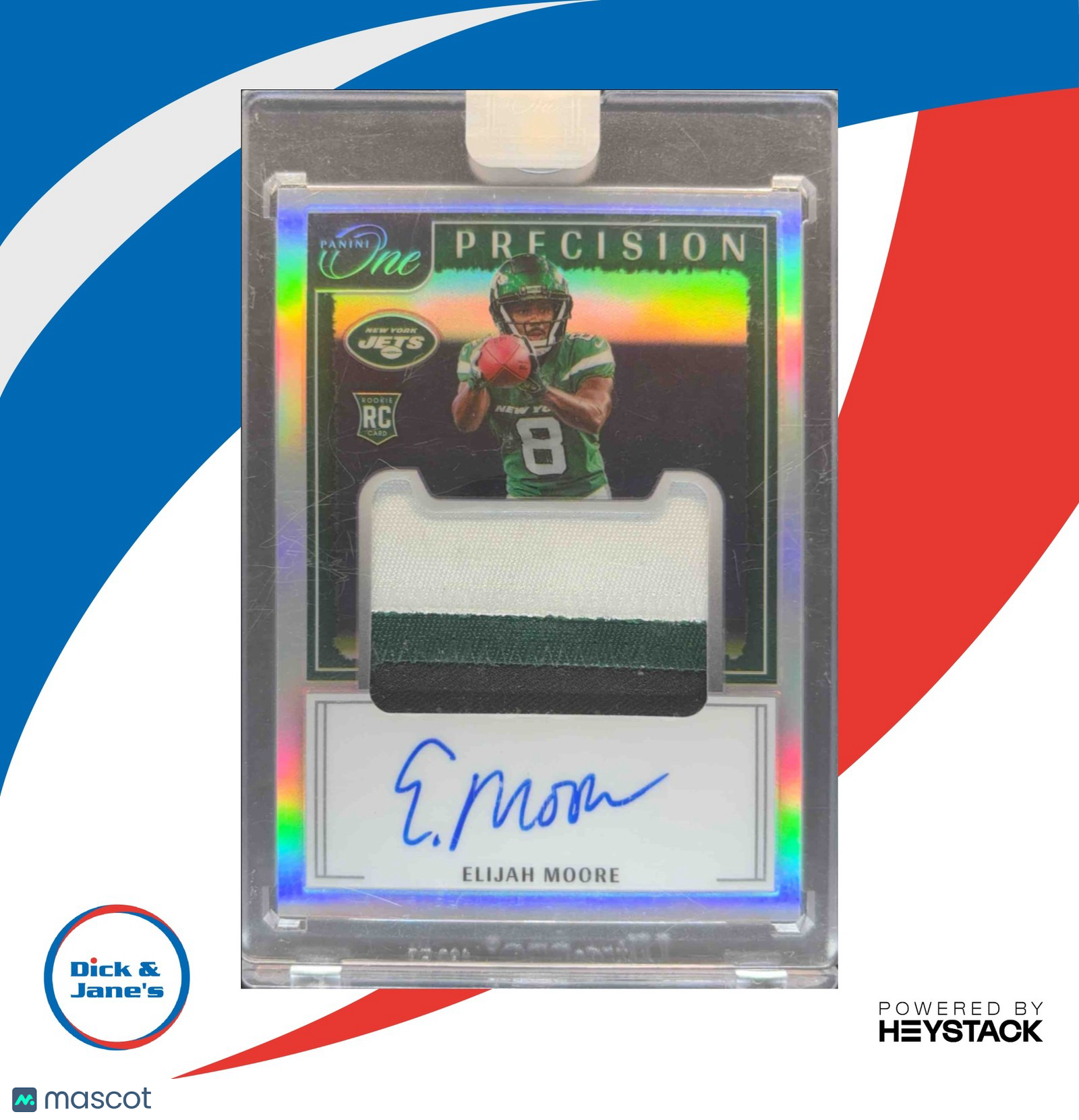 2021 Panini One Elijah Moore 72/75 #316 RC Auto New York Jets
