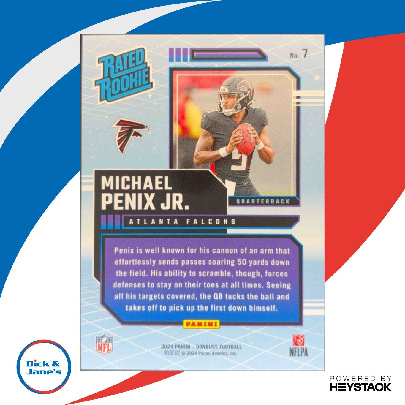 2024 Panini Donruss Michael Penix Jr. Retro Rated Rookie #7 Atlanta Falcons