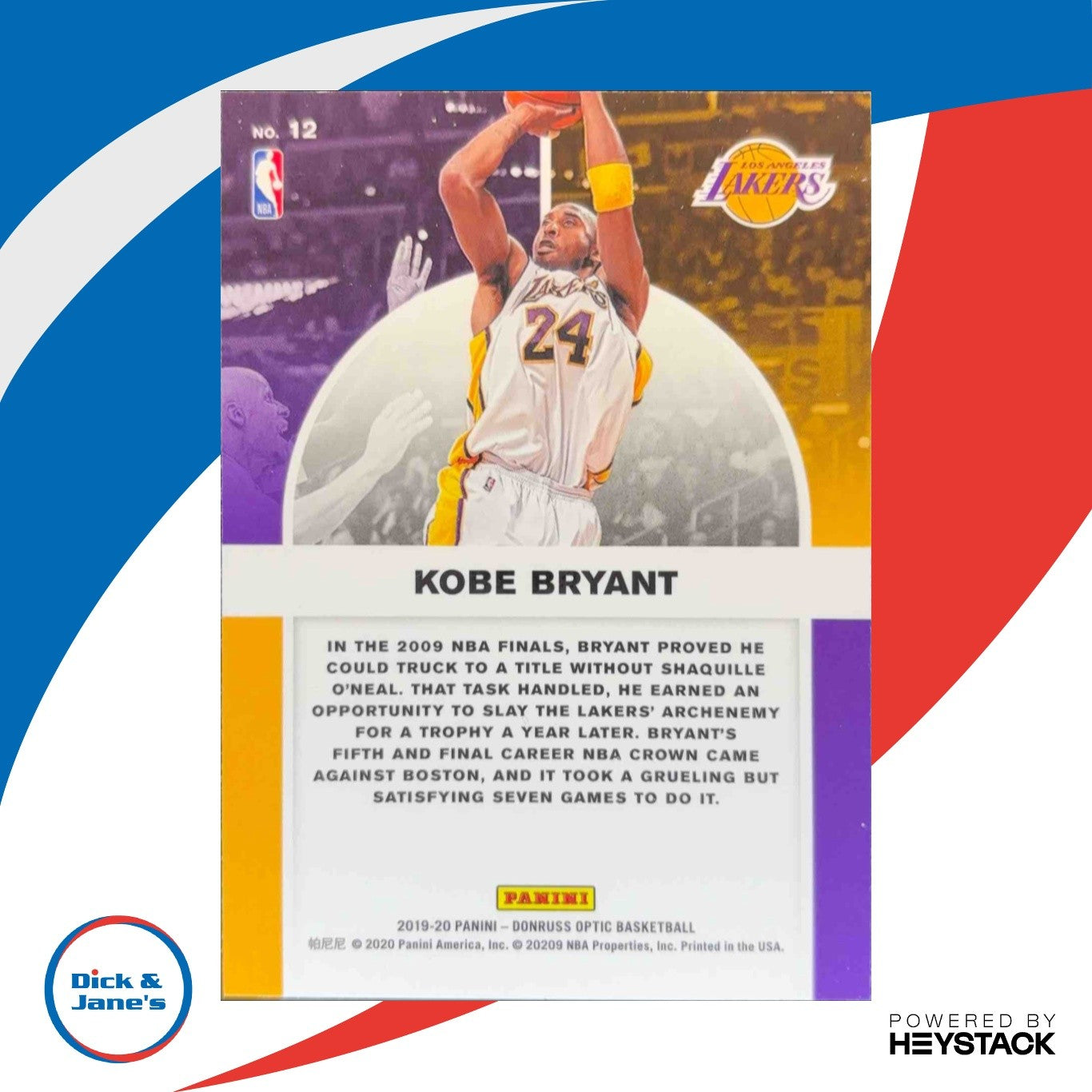 2019-20 Panini Donruss Optic Kobe Bryant Winner Stays #12 Los Angeles Lakers