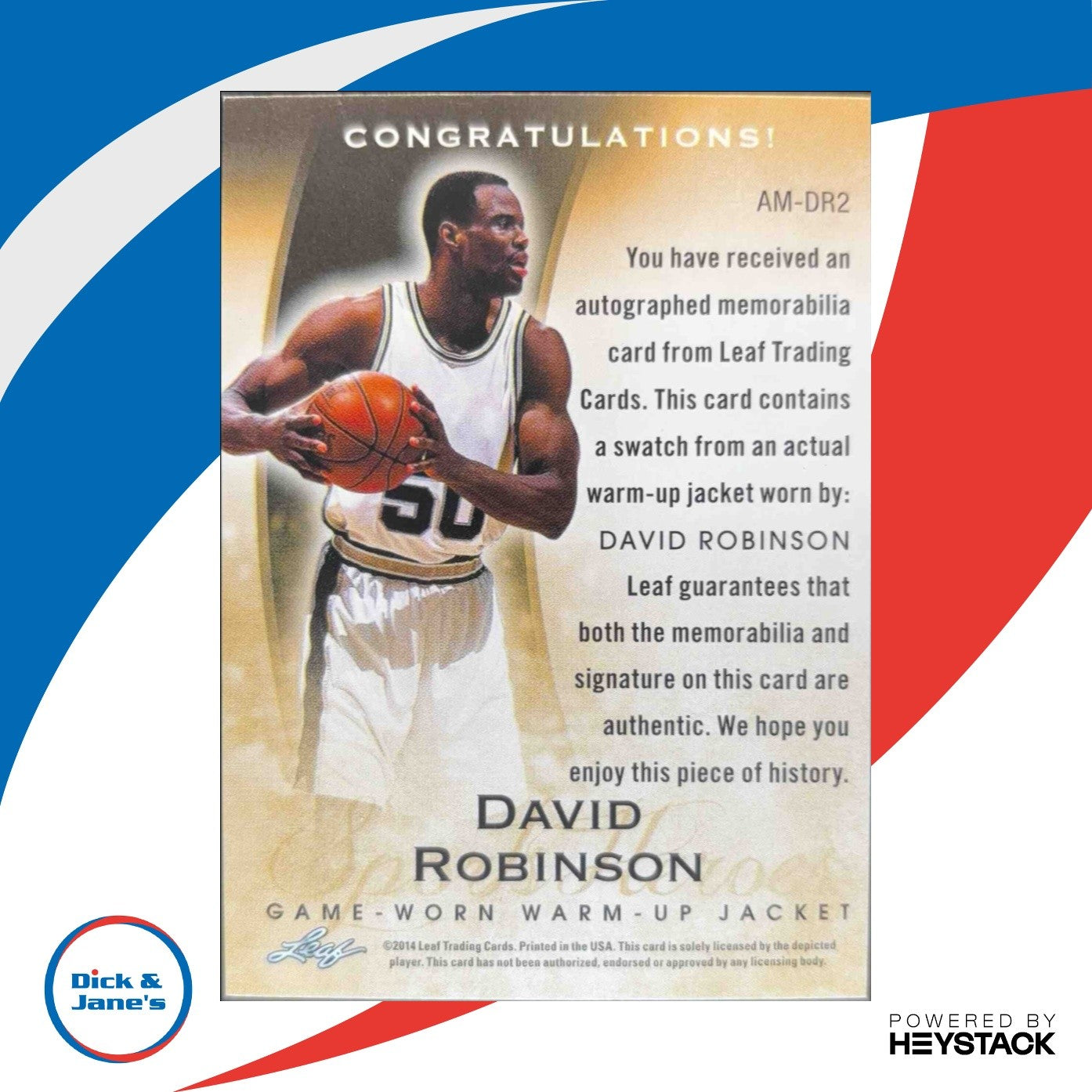 2014 Leaf Q Memorabilia Autographs Silver #AMDR2 David Robinson RARE!