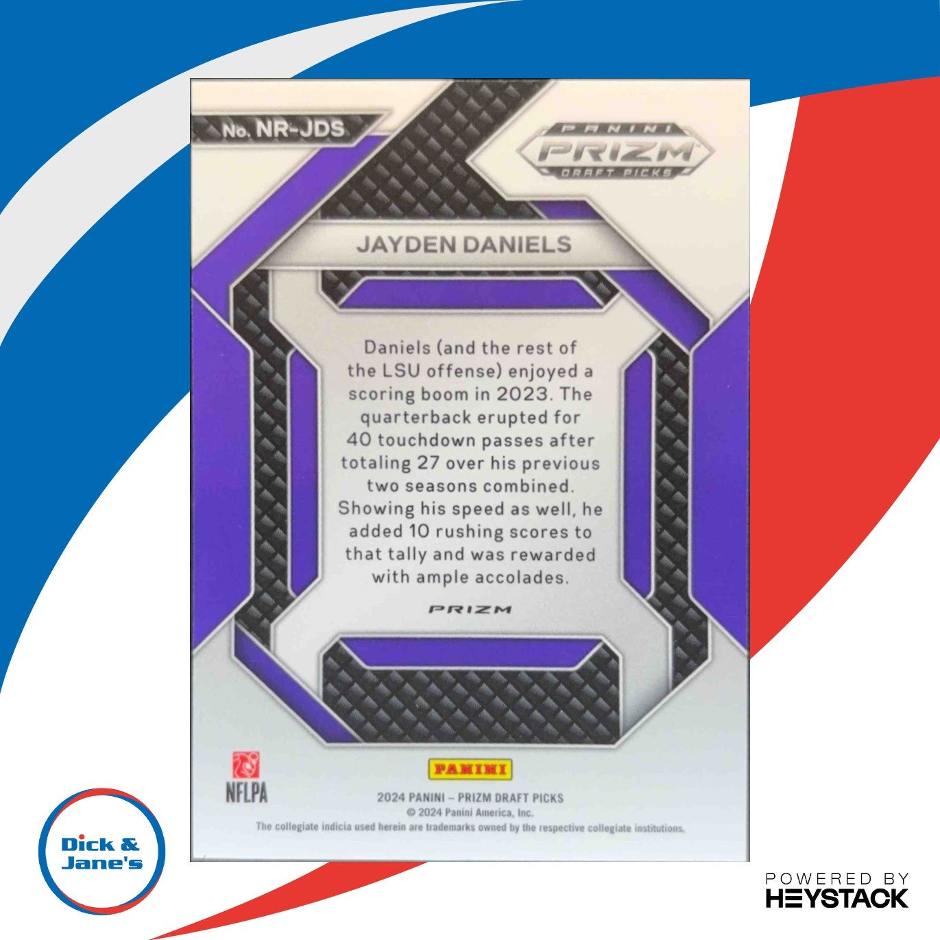 2024 Prizm Collegiate Draft Picks Jayden Daniels New Recruits Green Rookie Card