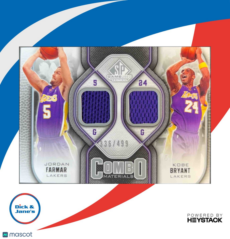 2009-10 SP Game Used Jordan Farmar / Kobe Bryant Combo Materials /499 Lakers