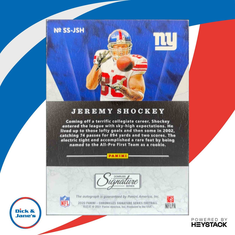 2020 Panini Chronicles Jeremy Shockey Signature Series Red /75 Auto NY Giants