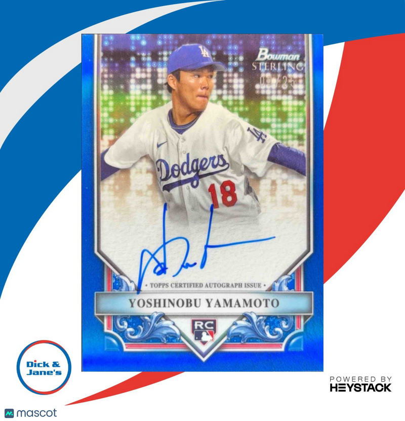 2024 Bowman Sterling Yoshinobu Yamamoto Rookie Auto Blue Refractor 09/25 Dodgers