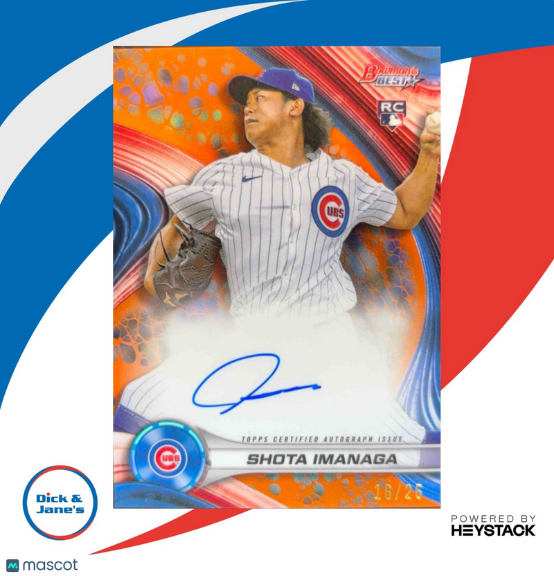 2024 Bowman's Best Shota Imanaga Best of 2024 Auto Orange Refractor 16/25 Rookie