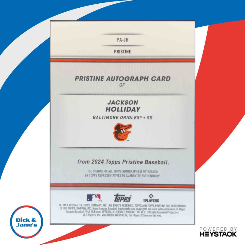 2024 Topps Pristine Jackson Holliday Auto Purple Refractor 2/99 Rookie Orioles